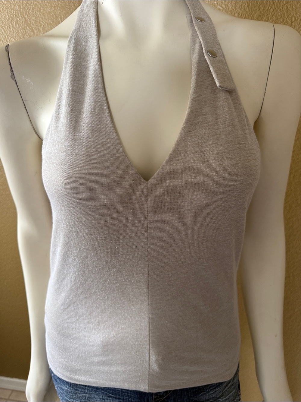 Club Monaco Taupe Halter V-Neck Tank